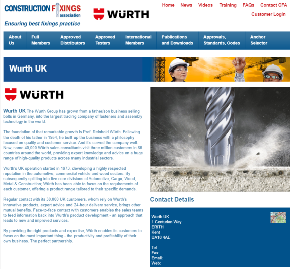 Würth on the CFA Website