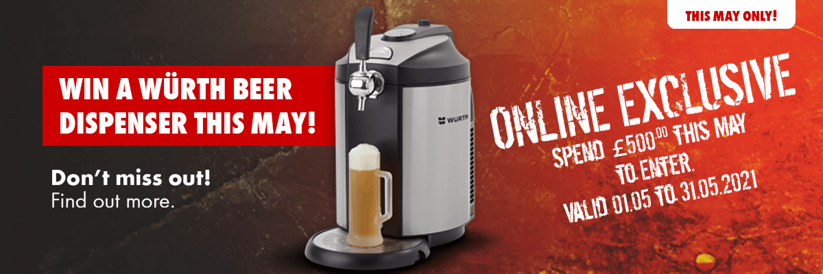 Shop online to win a beer dispenser from Würth UK this May! Shop online to win a beer dispenser from Würth UK this May!