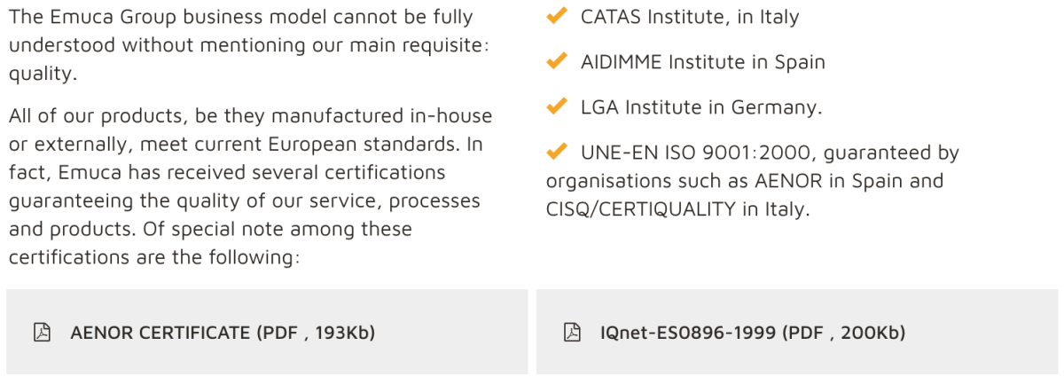 Emuca Certification