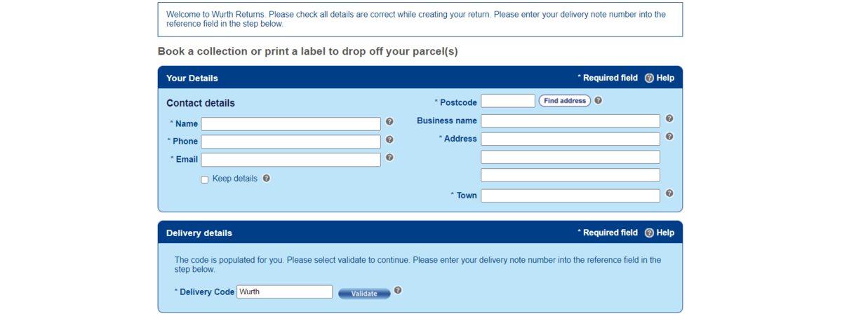 returns form returns form