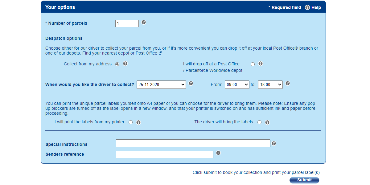 returns form