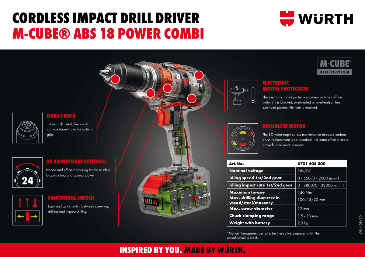 Cordless Drill Driver ABS 18 Power Combi