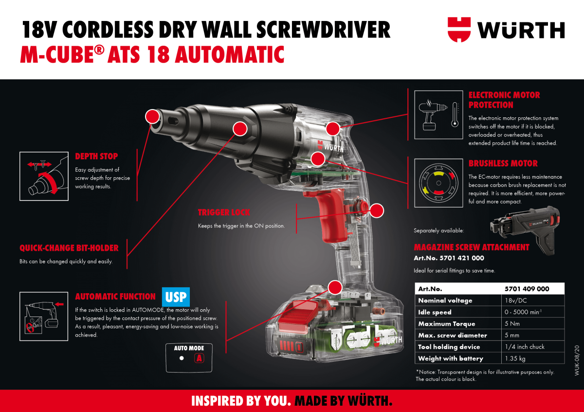 Cordless Dry Wall Screwdriver ATS 18 Automatic