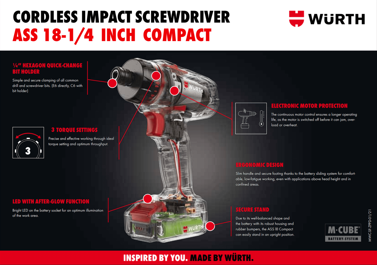 Cordless Impact Screwdriver ASS 18-1/4 Inch Compact