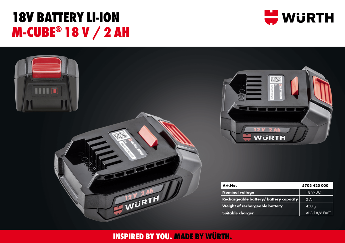 18 volt lithium-ion battery M-CUBE 2Ah