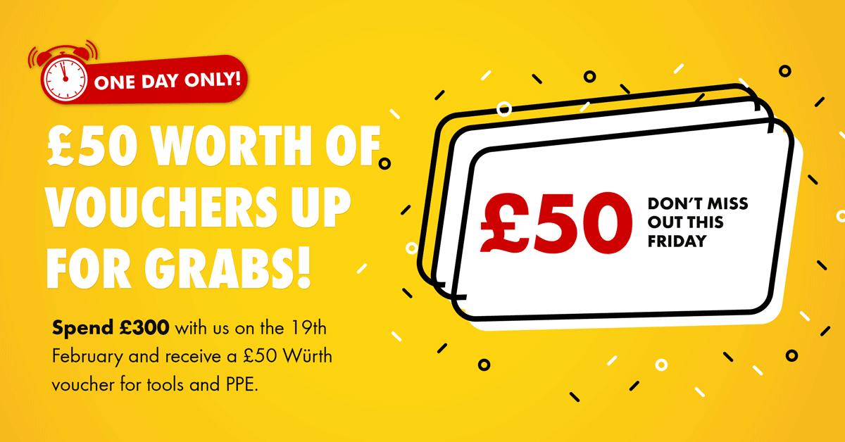 Spend £300 to get a voucher for PPE & tools worth £50! Spend £300 to get a voucher for PPE & tools worth £50!