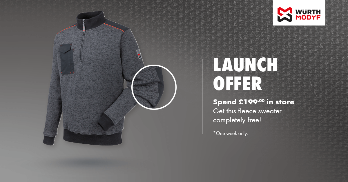 Get a free fleece sweater when you spend £199 at Würth Liverpool!